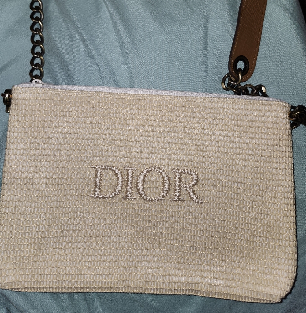 DIOR RAFFIA COSMETIC BAG/CLUTCH